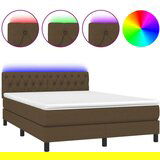 Maison Chic Box spring postelja - Vzmetna postelja z vzmetnico LED temno rjava 140x200cm blago SL2517, (21903217) | Shoptok.si