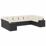  10-dijelni set vrtnih sofa s jastucima crni od poliratana Crna 83 x 62 x 69 cm | Shoptok.si