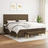  Krevet s oprugama i madracem tamnosmeđi 200x200 cm od tkanine