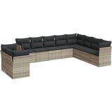 vidaXL 10-dijelni set vrtnih sofa poliratan s jastucima svijetlosivi | shoptok.hr
