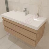 Kolpa San Naomi Set Delux 100cm Braon (Ormarić sa umivaonikom + Ogledalo/ormarić + Visoki ormarić) Slike