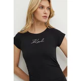 Karl Lagerfeld Kratka majica ženska, črna barva, 245W1700