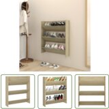 The Living Store Stenska omara za čevlje sonoma hrast 80x18x90 cm iverna plošča - Stenska Omarica Za Čevlje, (21744405) Cene