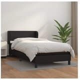  Box spring postelja z vzmetnico črn 90x190 cm umetno usnje | Shoptok.si