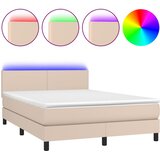  box spring madrac LED cappuccino 140x200cm umjetna koža | shoptok.hr