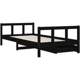 vidaXL Okvir za dječji krevet s ladicama crni 90 x 190 cm od borovine | shoptok.hr