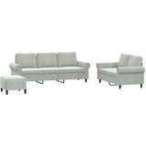  3-dijelni set sofa s jastucima svjetlosivi baršunasti | shoptok.hr