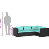  4-dijelna vrtna garnitura od poliratana s jastucima crna | shoptok.hr