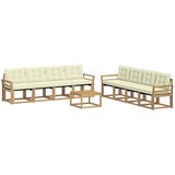 vidaXL Zunanja garnitura za sedenje z blazino 9 pcs Bela in krem, (5000272618) | Shoptok.si
