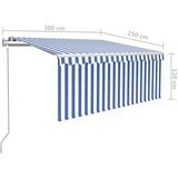  Automatska tenda s roletom i senzorom LED 3x2,5 m plavo-bijela | shoptok.hr