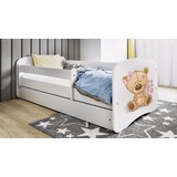  Drveni dječji krevet MEDO S CVIJEĆEM s ladicom - 160x80 cm plavi | shoptok.hr