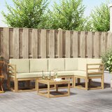  Set vanjskih sofa 6 pcs Bijela i krem Čvrsto drvo akacije | shoptok.hr