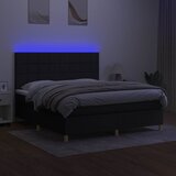  Krevet box spring s madracem LED crni 180x200 cm od tkanine | shoptok.hr