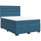 vidaXL Box spring postelja z vzmetnico modra 140x190 cm žamet, (21309259) | Shoptok.si