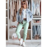 DStreet Spodnie damskie casualowe z paskiem MADELINA miętowe | Shoptok.si