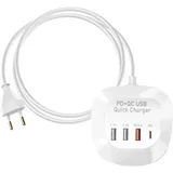 Mini večportna polnilna postaja 3 USB + kompaktni kabel USB 1 m, Bela, (5000213753)