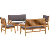 vidaXL Vrtna klupa i set stola za kavu Set od 5 Prirodno drvo | shoptok.hr