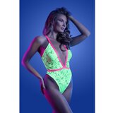 Glow Elastični čipkast bodi Spotlight, neon zelen | Shoptok.si