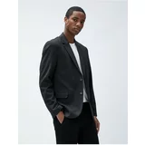 Koton Blazer Jacket with Buttons, Stitching Detailed, Pockets and Slim Fit.