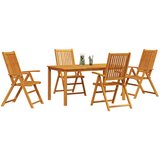  Vrtni set za objed Sklopivi 5 pcs Smeđa Čvrsto drvo akacije | shoptok.hr