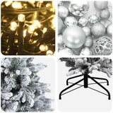 Umjetno božićno drvce s kuglicom 120 cm 150 LED lampica - Zelena i bijela 120 cm s LED-ima i srebrnim lopticama | shoptok.hr