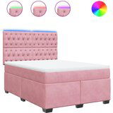 vidaXL Box spring postelja z vzmetnico roza 140x190 cm žamet, (21305252) Cene