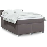 vidaXL Krevet s oprugama i madracem sivi 140x200 cm od umjetne kože | shoptok.hr