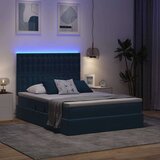 vidaXL Krevet S LED lampica s pohranom Tamno plava 140 x 200 cm Baršun | shoptok.hr