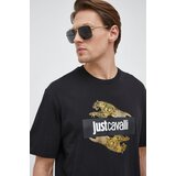 Just Cavalli Bombažna kratka majica črna barva | Shoptok.si