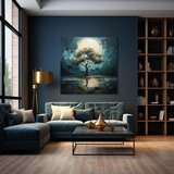  Moderni zidni dekor drvo mjesečeve noći - premium art (zbirka) | shoptok.hr