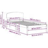  Krevetna konstrukcija Prirodna 90 x 200 cm Čvrsto borovo drvo | shoptok.hr