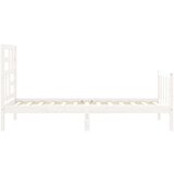  Posteljni okvir z vzglavjem bel 2FT6 trden les | Shoptok.si