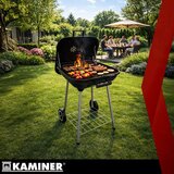 Kaminer vrtni roštilj na oglje s poklopcem – prenosni BBQ roštilj s kolesi in policami | Shoptok.si