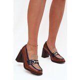 Boto Women's Low Heel Shoes with Embossing and Gold Detail Beige-Brown Novella u