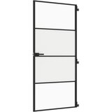 Sobna vrata tanka crna 93x201,5 cm kaljeno staklo i aluminij | shoptok.hr
