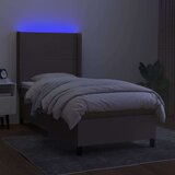  Krevet box spring s madracem LED smeđesivi 100x200 cm tkanina | shoptok.hr