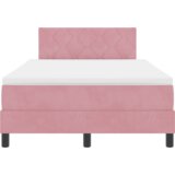 Box Spring Postelja z Mattresom Roza Mala Dvojna Žamet, (22052323) | Shoptok.si
