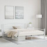 Maison Chic Posteljni okvir - Dvoposteljna postelja - Zakonska postelja bel kovinski 160x200 cm, (21692637) | Shoptok.si