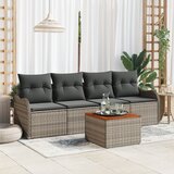 vidaXL 5 delni vrtni kavč set z blazinami siva poli ratan akacija | Shoptok.si