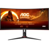 AOC Monitor Gaming CU34G2XP 34” Curved VA, 21:9, 3440x1440, 180Hz, 1ms, 430 cd/m2, 4000:1, HDMI, DP, PbP, PiP, Ergonomic, Black-Red, VESA 3y | Eponuda.ba