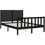  Okvir kreveta s uzglavljem crni 4FT6 bračni od masivnog drva | shoptok.hr