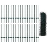  Stupovi ograde 11 kom U-kanal zelena 80 cm čelik Šesterokutna ograda zelena 0.8 x 100 m čelik | shoptok.hr
