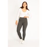 Şans Women&#039;s Plus Size Smoked Plaid Pattern Ornamental Zipper Pocket Leggings | shoptok.hr