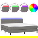 vidaXL Box spring postelja z vzmetnico LED temno siva 180x200 cm blago, (20789251) Cene