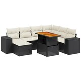 Maison Chic Seti vrtnega pohištva - Vrtna garnitura - Vrtni pohištvo set 8-delna z blazinami črn poli ratan, (21799358) | Shoptok.si