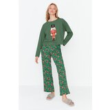 Trendyol Green Christmas Themed Knitted Pajamas Set Cene