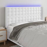 The Living Store LED posteljno vzglavje belo 183x16x118/128 cm umetno usnje - LED Vzglavje, (21659798) | Shoptok.si