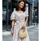 Gemre Beige midi dress with belt Sagasa | shoptok.hr