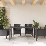  Vrtni stol sa staklenom pločom crni 150x90x75 cm od poliratana | shoptok.hr