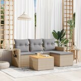 vidaXL 5-dijelni set vrtnih sofa s jastucima bež od poliratana Cijene
